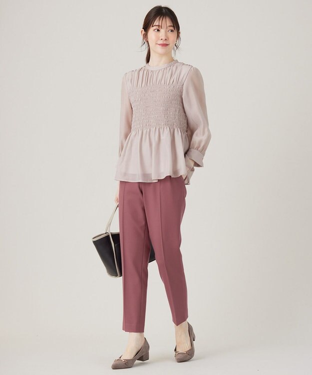 ANY SIS 【洗える】オーガンジーシャーリング ブラウス ライトブレ―