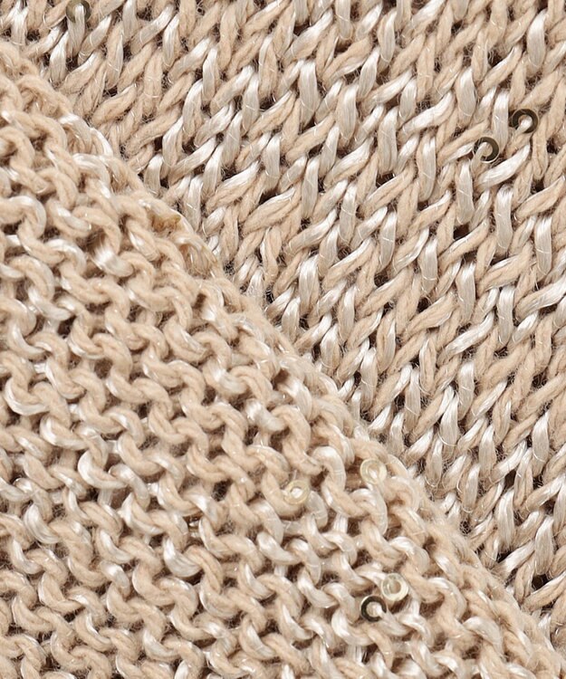 自由区 L 【洗える】スパングルニット Vネックニット ベージュ系