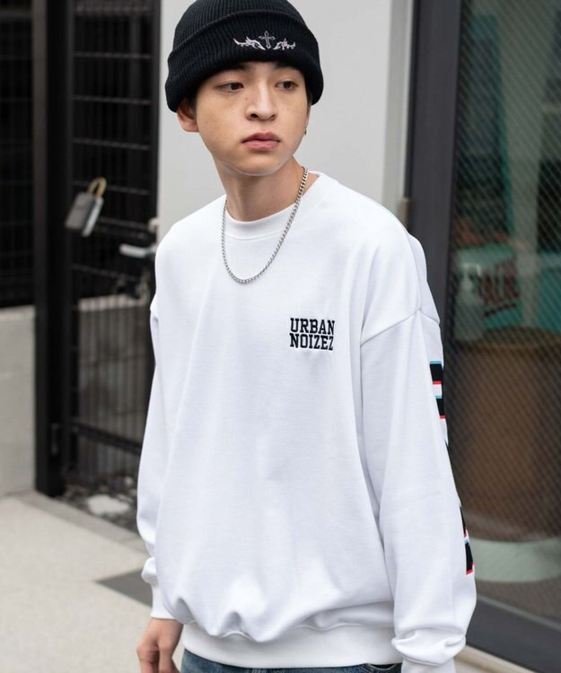 WEGO 【2点SET】アクセ付き裏シャギーグラフィックプルオーバー ホワイト