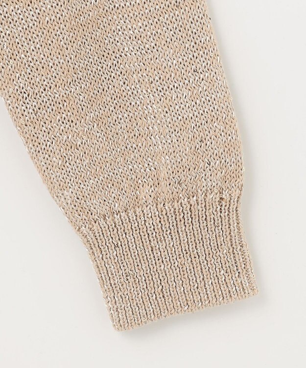 自由区 L 【洗える】スパングルニット Vネックニット ベージュ系