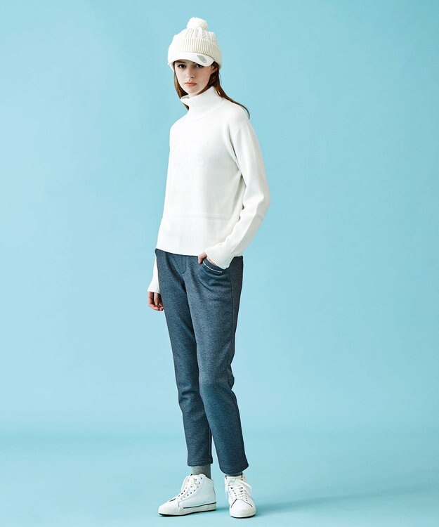 23区GOLF 人気ニットアイテムが今季も登場【WOMEN】【洗える】スノーモチーフ モックネックニット アイボリー系