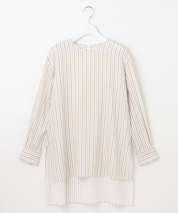 自由区 【SHIHOさん着用・洗える】SOMELOSチュニック ブラウス ブラウンストライプ