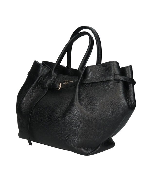 INTER-CHAUSSURES 【CHRISTIAN VILLA】シュリンクレザーハンドバッグ ブラック