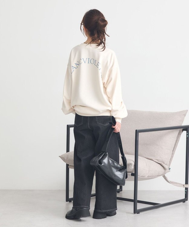 earth music&ecology サイドリブロゴスウェット Ivory