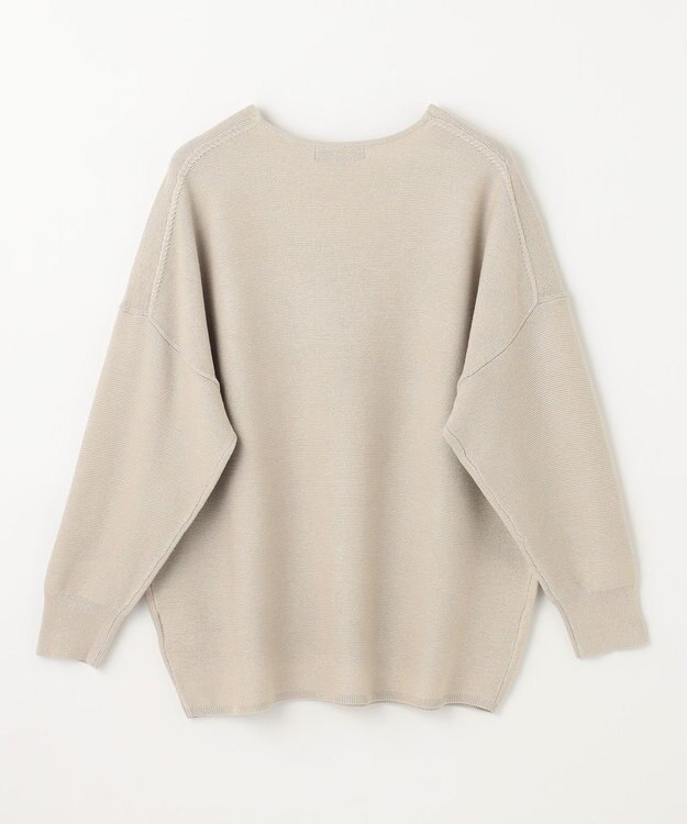 ANY 【洗濯機可】Ｖネックラメガーターニット サンドベージュ