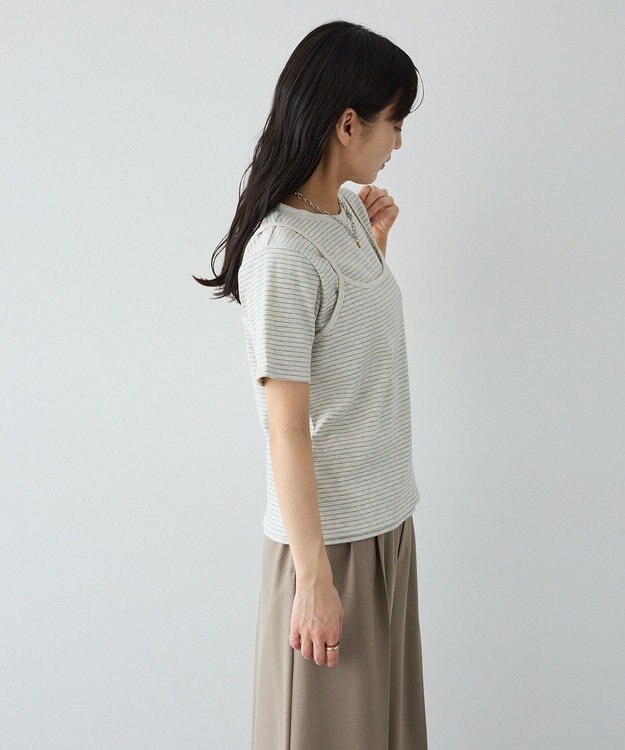 CRAFT STANDARD BOUTIQUE 2点セット/ボーダーキャミ+Tシャツ Light Gray