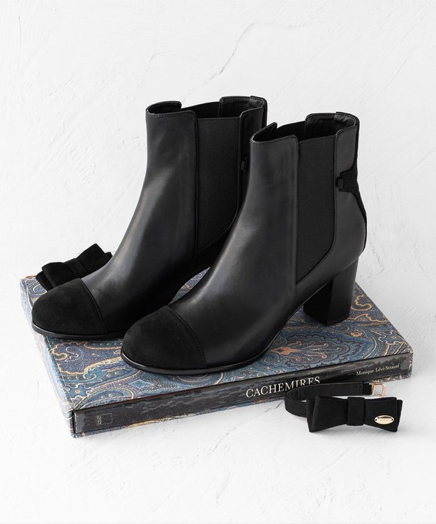 TOCCA RIBBON SIDEGORE BOOTS リボンが外せる2WAYブーツ ブラック系