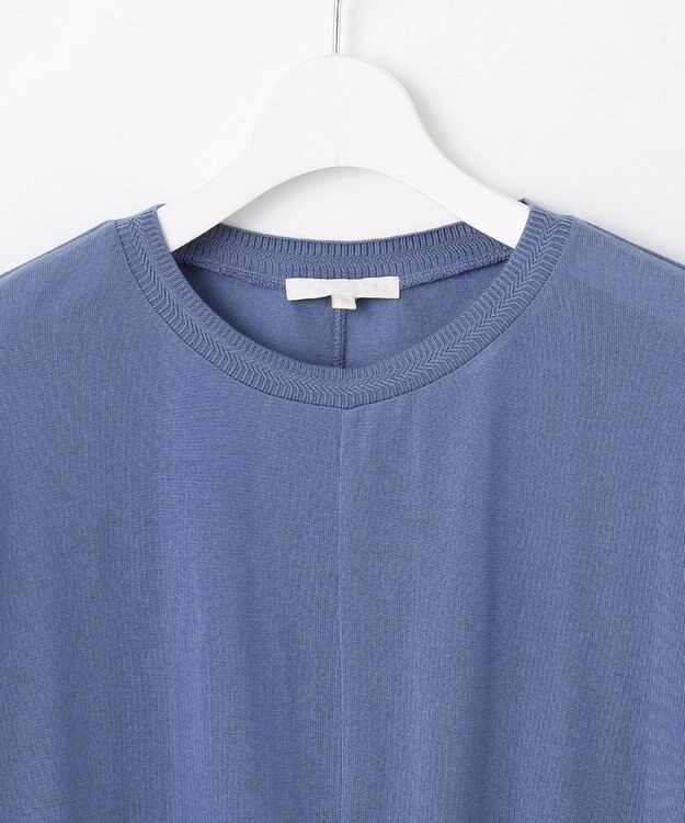 自由区 【カタログ掲載・接触冷感・UVケア・洗える】ドレーピードルマンスリーブ ニットソー ライトブルー