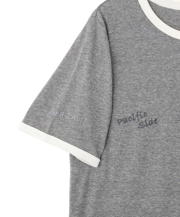 AMERICAN HOLIC ランダムロゴ刺繍リンガーTシャツ Charcoal Gray