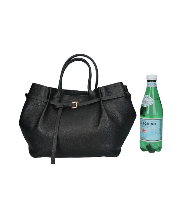 INTER-CHAUSSURES 【CHRISTIAN VILLA】シュリンクレザーハンドバッグ ブラック