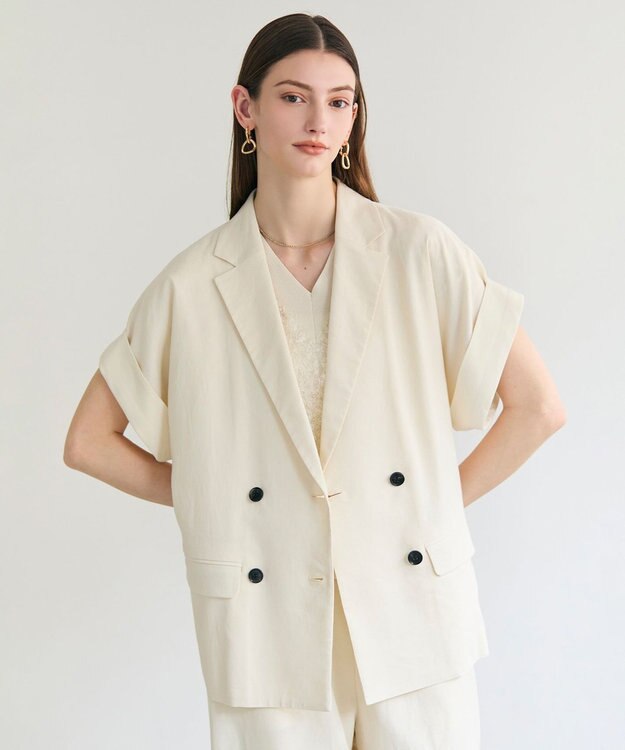 BEIGE， SPINEL / ハーフスリーブ ダブルジャケット Ecru