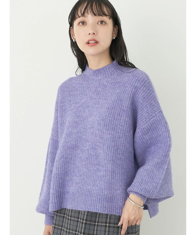 earth music&ecology ＦＬＵＦＦＹハイネックプルオーバー Purple