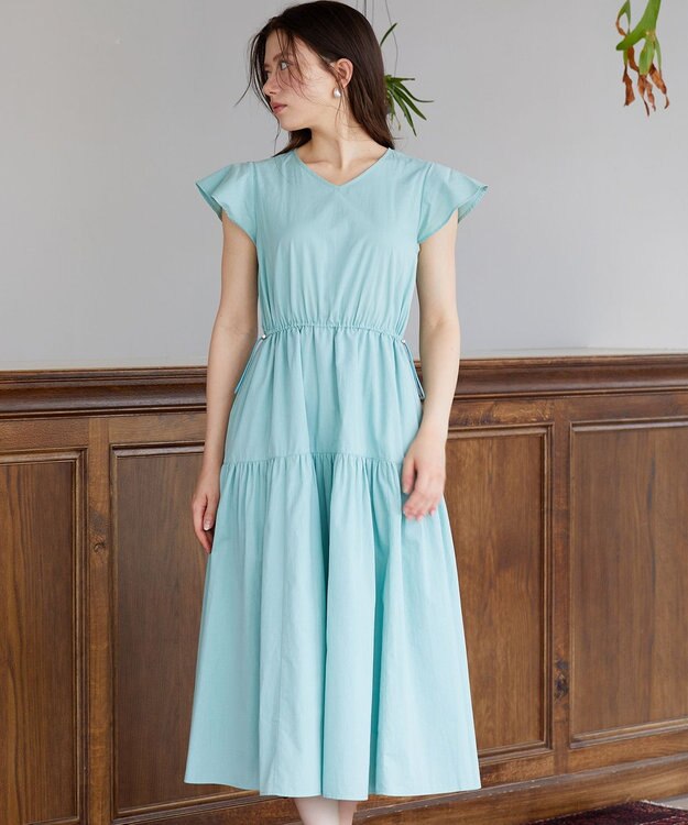 Feroux 【洗える】ドロストデザイン ワンピース グリーン系