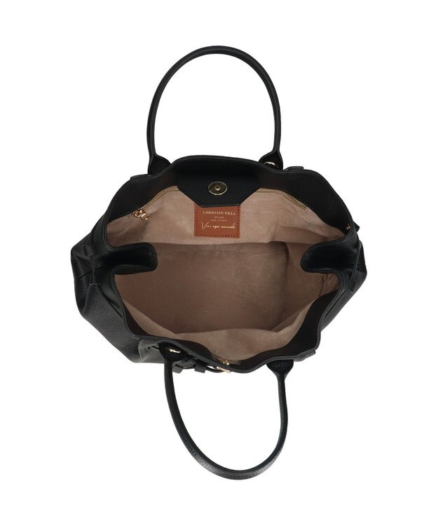 INTER-CHAUSSURES 【CHRISTIAN VILLA】シュリンクレザーハンドバッグ ブラック