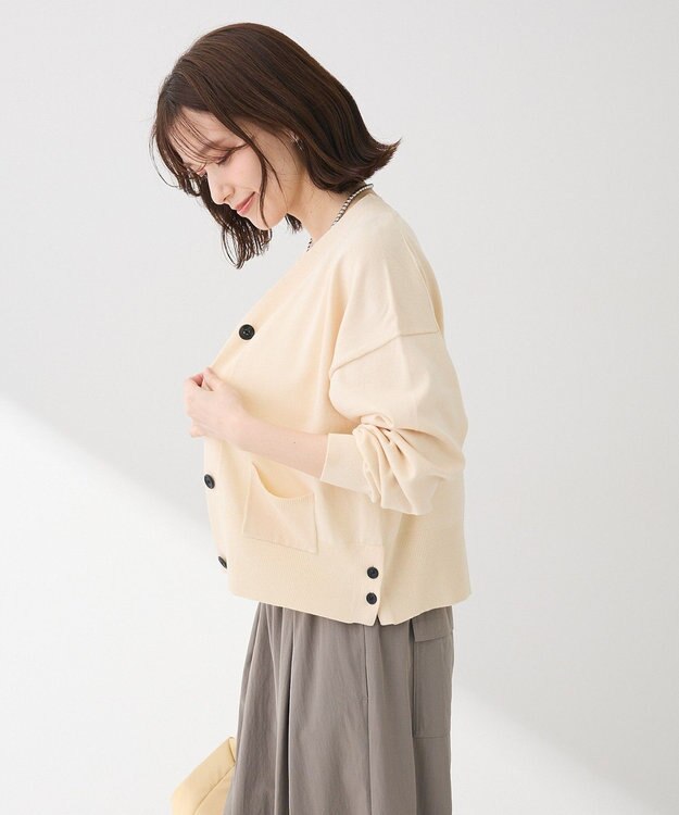 Green Parks ポケット付コンパクトカーディガン Beige