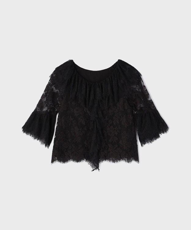 GRACE CONTINENTAL レースコンビフリルブラウス ブラック