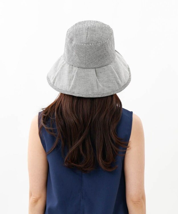 AURORA 【 LANVIN COLLECTION（ランバン コレクション） 】シルクギンガムカサブランカハット ミディアムグレー