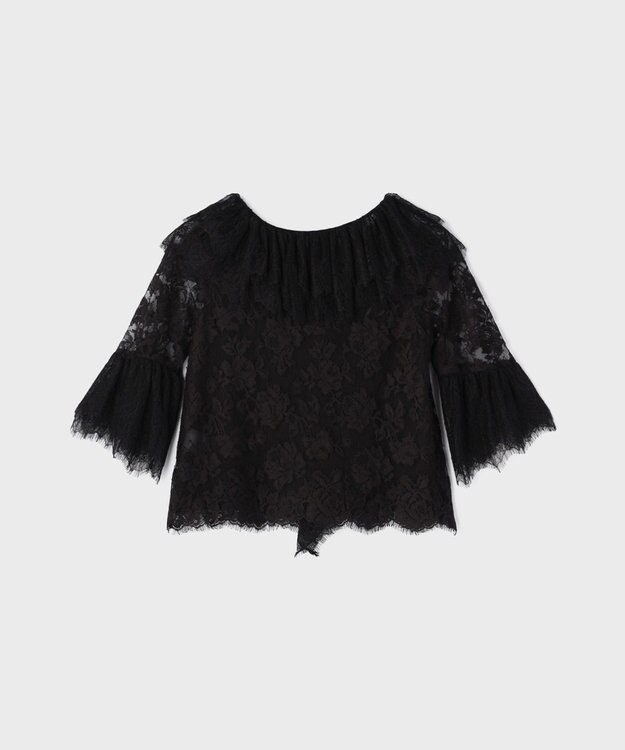 GRACE CONTINENTAL レースコンビフリルブラウス ブラック