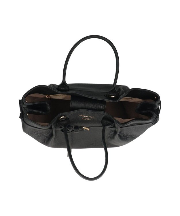 INTER-CHAUSSURES 【CHRISTIAN VILLA】シュリンクレザーハンドバッグ ブラック