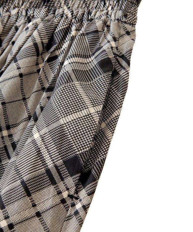 Green Parks サラフレワイドパンツ（柄） Check Black