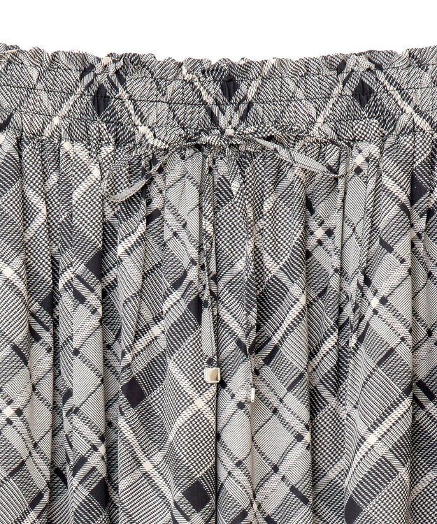 Green Parks サラフレワイドパンツ（柄） Check Black