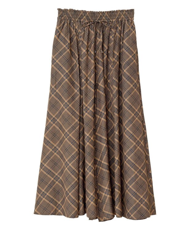 Green Parks サラフレワイドパンツ（柄） Check Brown