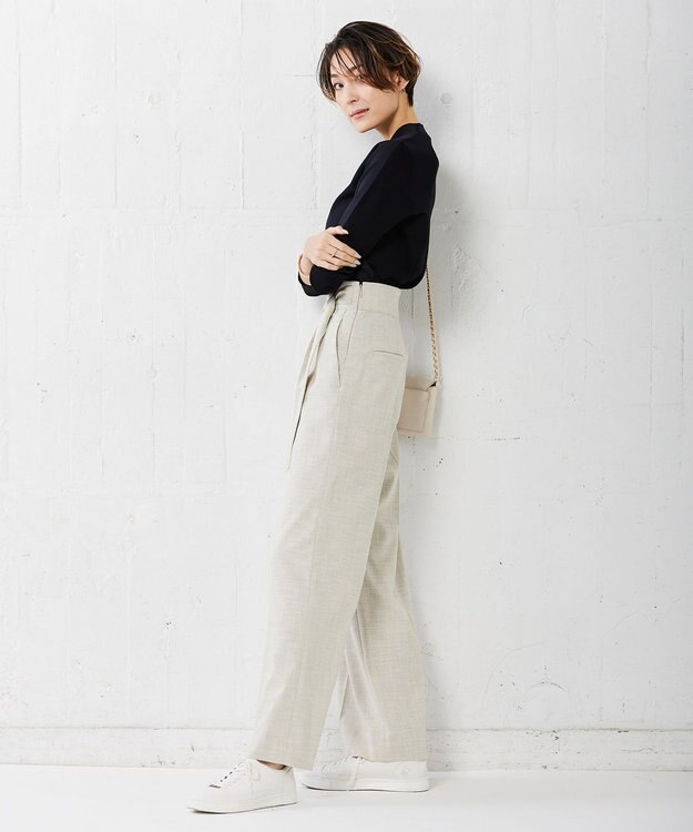 ICB 【洗える】 シンセティックフルニードル Vネックプルオーバー ネイビー×ブラック系