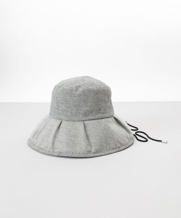 AURORA 【 LANVIN COLLECTION（ランバン コレクション） 】シルクギンガムカサブランカハット ミディアムグレー