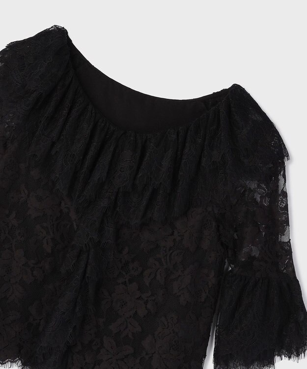 GRACE CONTINENTAL レースコンビフリルブラウス ブラック
