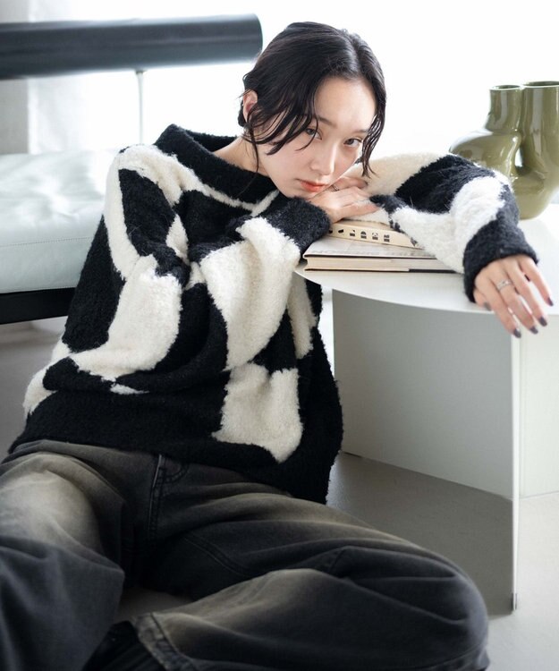 WEGO 幾何学柄ニットプルオーバー 柄2