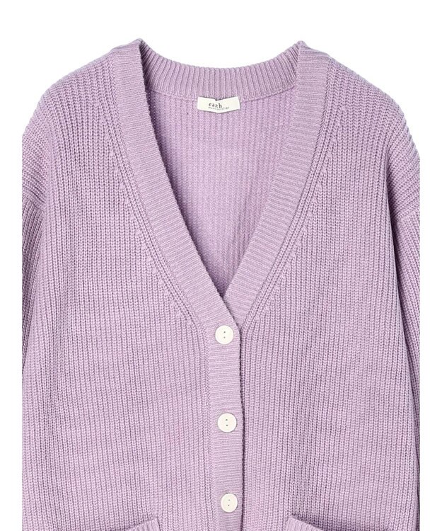 earth music&ecology アンチピリング畦Ｖネックカーディガン Lavender