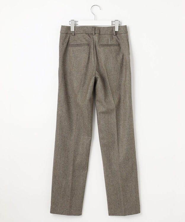 J.PRESS LADIES 【セットアップ対応】ウールストレッチツイード ストレート パンツ ダークブラウン系