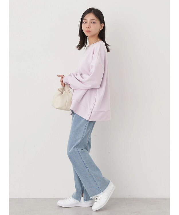 earth music&ecology サイドボタンダンボールプルオーバー Light Pink