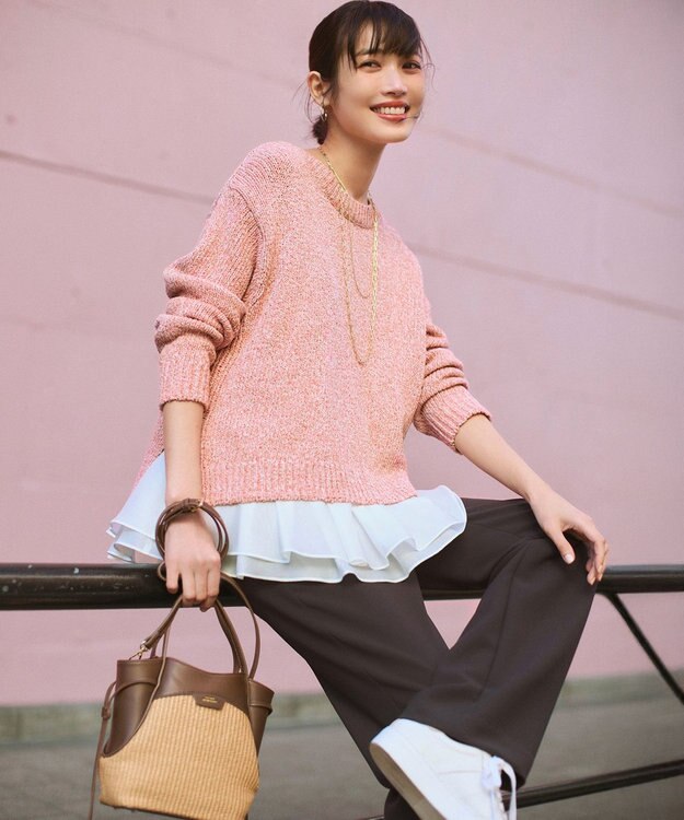 23区 S 【一部先行予約】ストレッチダブルクロス フレアパンツ ダークブラウン系