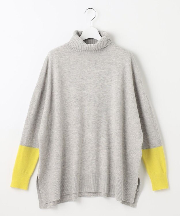 自由区 【洗える】セミウーステッドウール タートルネックニット ライトグレー系1