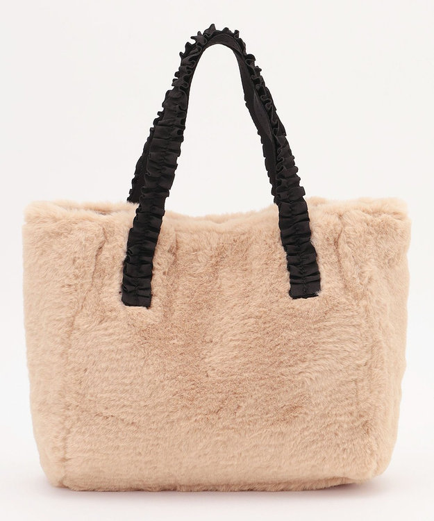 ANY SIS フリルハンドルフェイクファー バッグ アイボリー