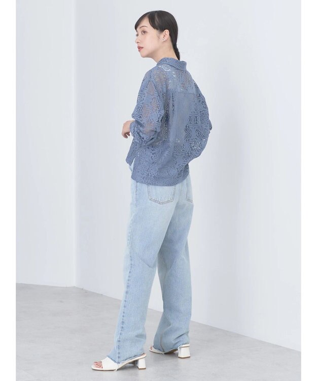 earth music&ecology レースショートシャツ Sax