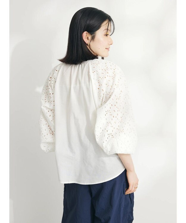 CRAFT STANDARD BOUTIQUE インド綿アイレット刺繍ブラウス Off White
