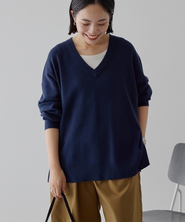 AMERICAN HOLIC バイパチVネックニットプルオーバー Navy