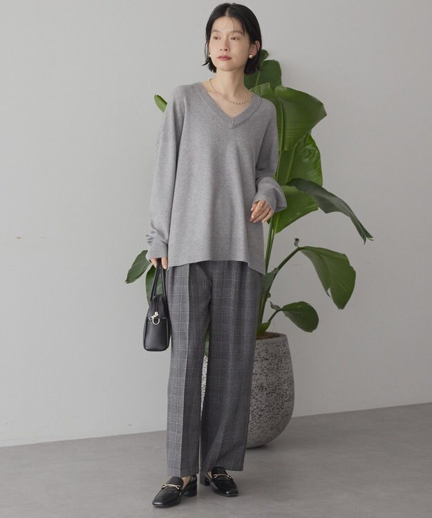 AMERICAN HOLIC バイパチVネックニットプルオーバー Gray Mixture