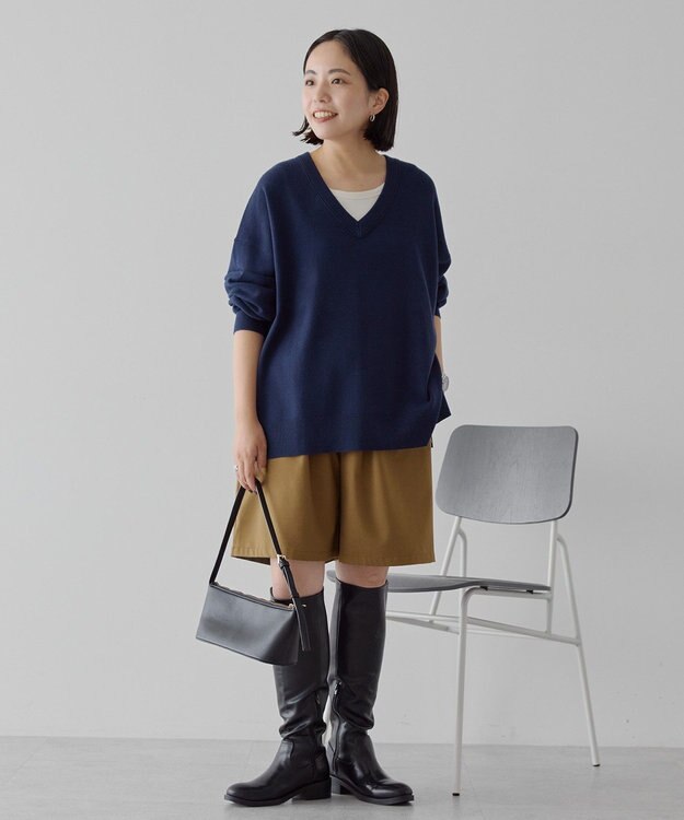 AMERICAN HOLIC バイパチVネックニットプルオーバー Navy