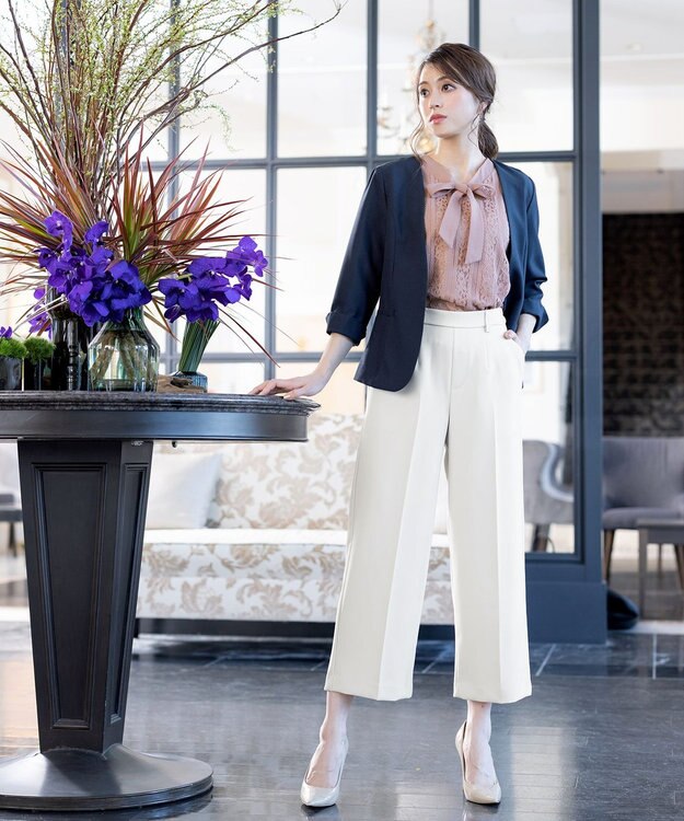 Tiaclasse 【洗える】幅広く活躍が期待できるボウタイレースブラウス ピンク