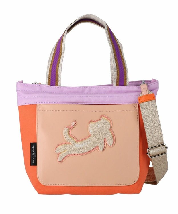 tsumori chisato CARRY キラミックスコンビ トートバッグ 2wayショルダー ネコ Sサイズ オレンジ