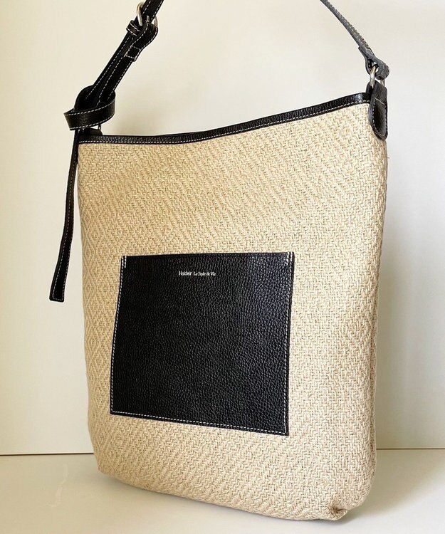 Hekhèr Le Style de Vie 【日本製 / A4サイズ対応 / 3WAY】ジュート×牛革 ショルダーバッグ large ブラック