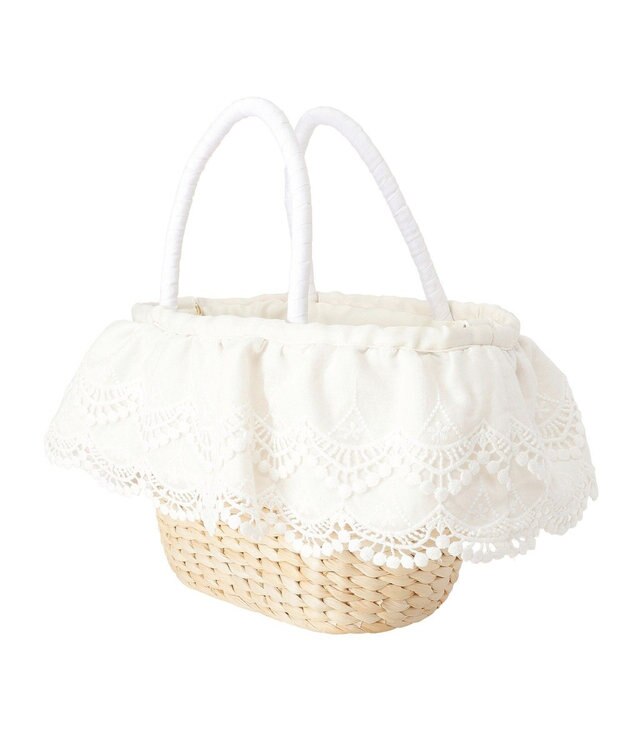 Maison de FLEUR 【2Way】レースフリルメイズ2Wayカゴバッグ White