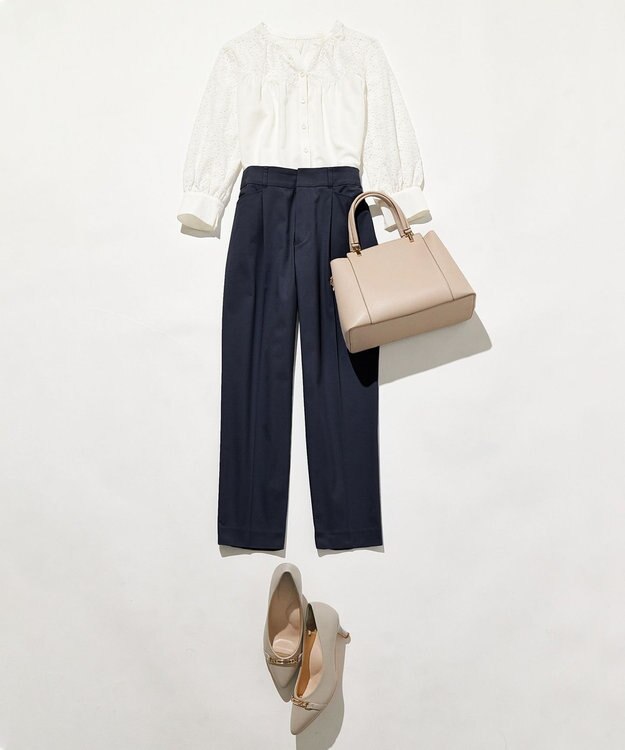 ANY SIS 【接触冷感・UVカット・撥水】クールタッチテーパード パンツ ネイビー