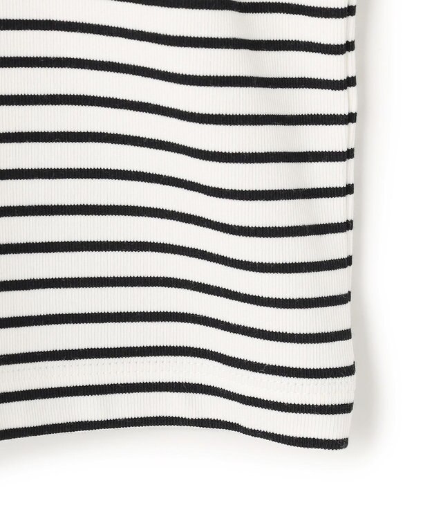 UNFILO L ハイツイストスムース バックZIP ボーダートップス オフ×ブラック