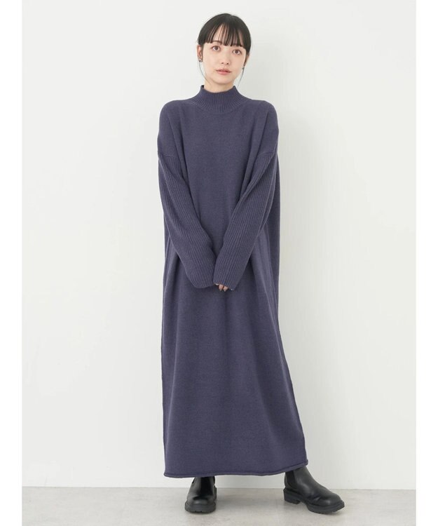 earth music&ecology ＦＬＵＦＦＹハイネックワンピース Navy