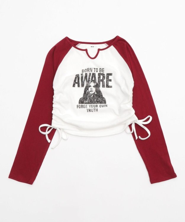 WEGO キーネックサイドドロストラグランロンT レッド