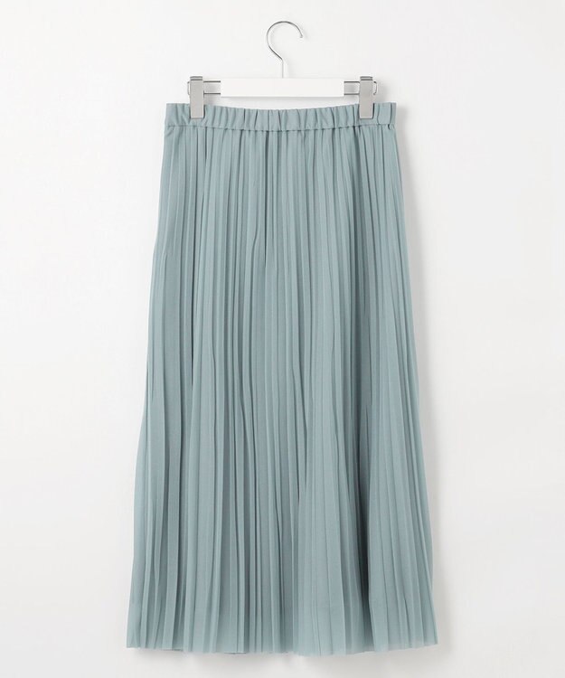 J.PRESS LADIES L 【洗える】オーガンジートリコット プリーツ スカート スモーキーサックス系